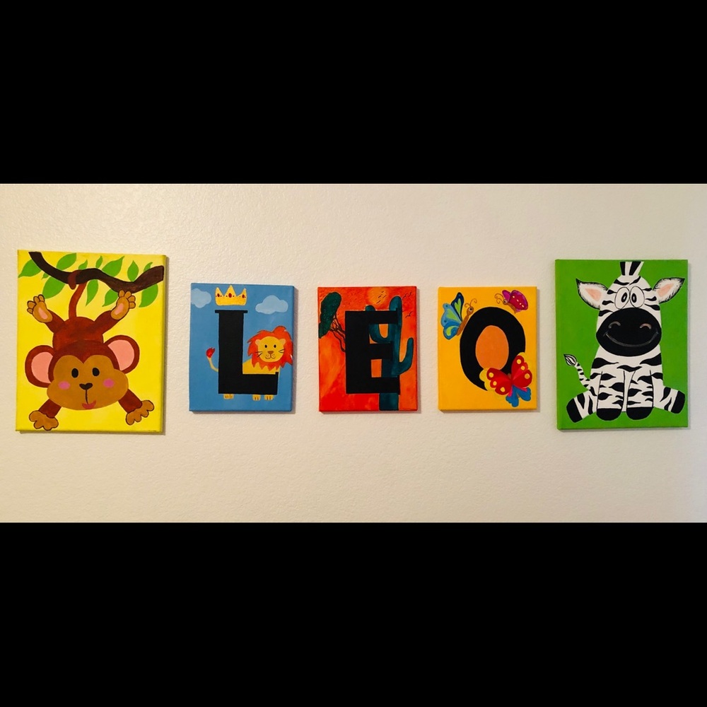 Personalized Art Canvas 💚💜 for kids room decor